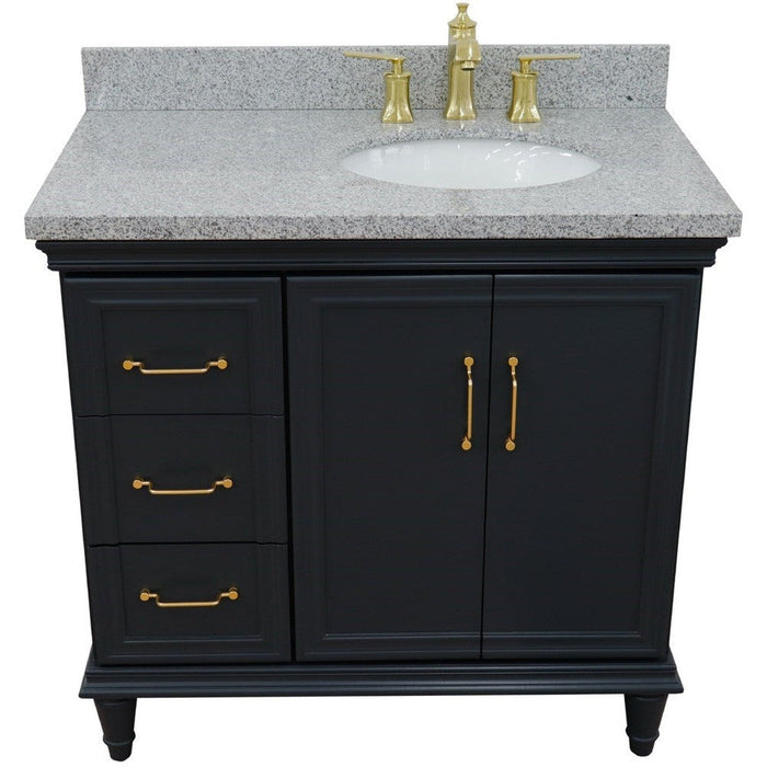 Bellaterra Home Forli 37" 2-Door 3-Drawer Dark Gray Freestanding Vanity Set - Luxe Vanity & Tub