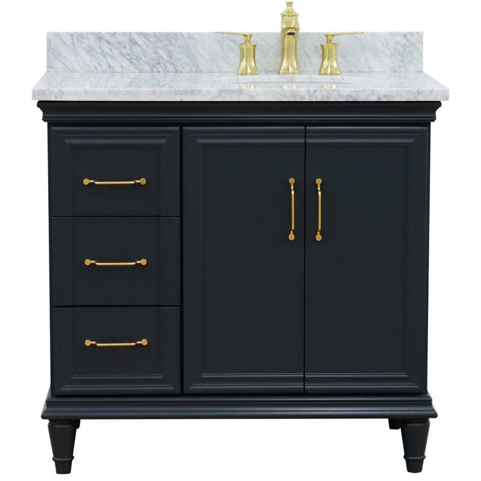 Bellaterra Home Forli 37" 2-Door 3-Drawer Dark Gray Freestanding Vanity Set - Luxe Vanity & Tub