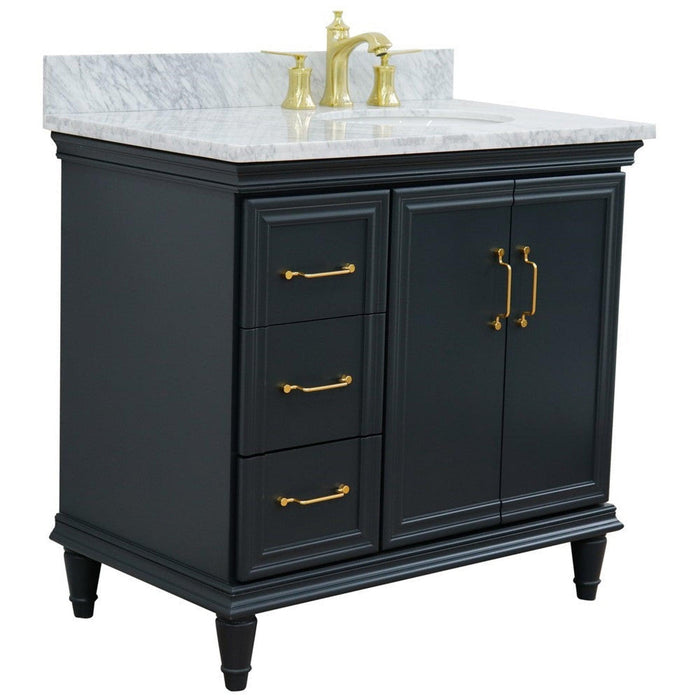 Bellaterra Home Forli 37" 2-Door 3-Drawer Dark Gray Freestanding Vanity Set - Luxe Vanity & Tub