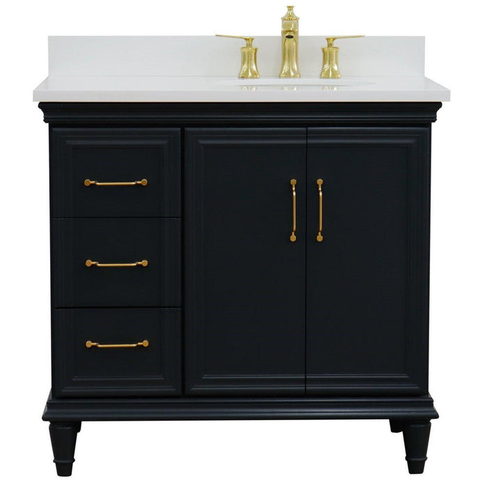 Bellaterra Home Forli 37" 2-Door 3-Drawer Dark Gray Freestanding Vanity Set - Luxe Vanity & Tub