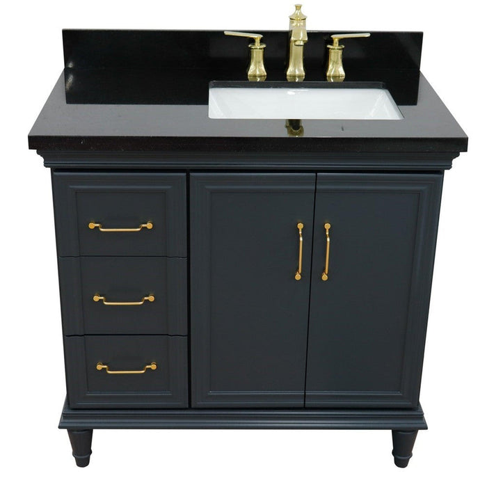 Bellaterra Home Forli 37" 2-Door 3-Drawer Dark Gray Freestanding Vanity Set - Luxe Vanity & Tub