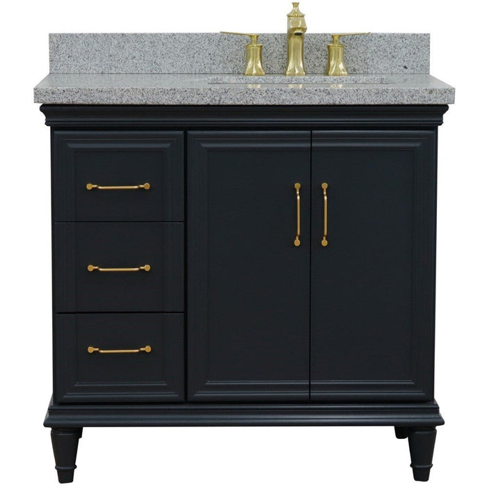 Bellaterra Home Forli 37" 2-Door 3-Drawer Dark Gray Freestanding Vanity Set - Luxe Vanity & Tub