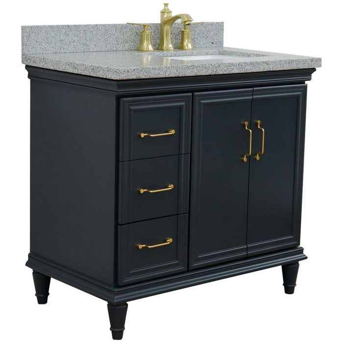 Bellaterra Home Forli 37" 2-Door 3-Drawer Dark Gray Freestanding Vanity Set - Luxe Vanity & Tub