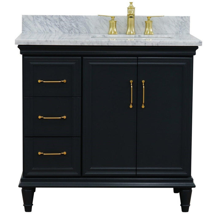 Bellaterra Home Forli 37" 2-Door 3-Drawer Dark Gray Freestanding Vanity Set - Luxe Vanity & Tub