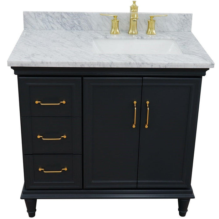 Bellaterra Home Forli 37" 2-Door 3-Drawer Dark Gray Freestanding Vanity Set - Luxe Vanity & Tub