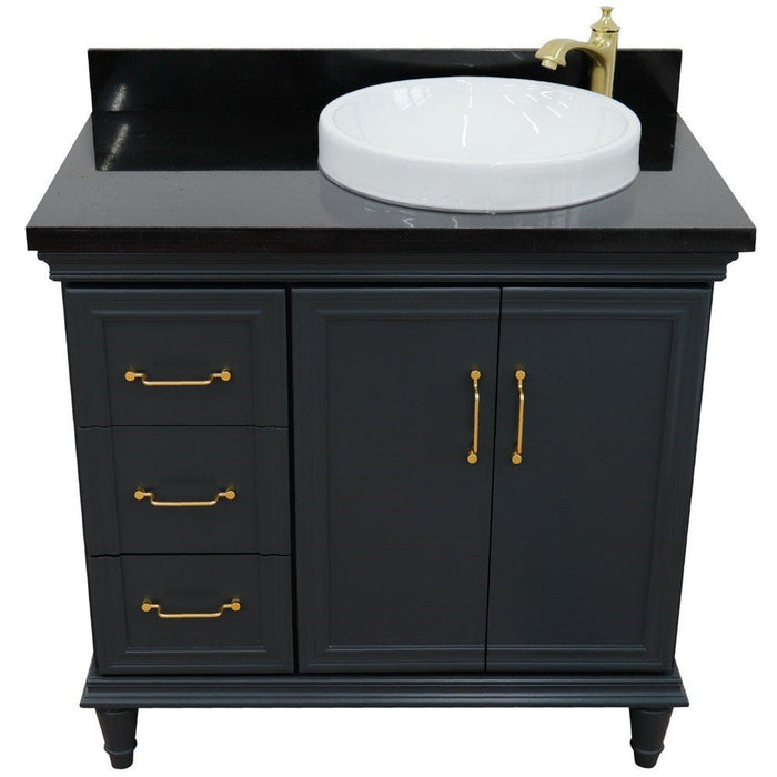 Bellaterra Home Forli 37" 2-Door 3-Drawer Dark Gray Freestanding Vanity Set - Luxe Vanity & Tub