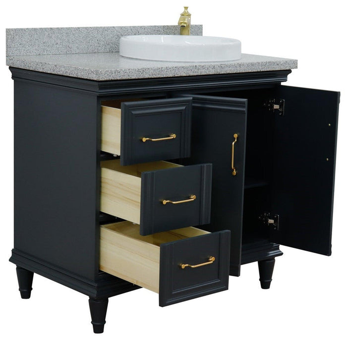 Bellaterra Home Forli 37" 2-Door 3-Drawer Dark Gray Freestanding Vanity Set - Luxe Vanity & Tub