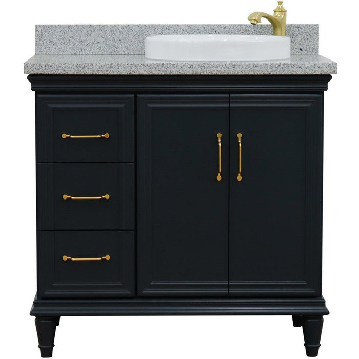 Bellaterra Home Forli 37" 2-Door 3-Drawer Dark Gray Freestanding Vanity Set - Luxe Vanity & Tub