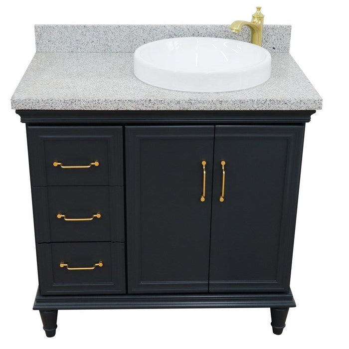 Bellaterra Home Forli 37" 2-Door 3-Drawer Dark Gray Freestanding Vanity Set - Luxe Vanity & Tub