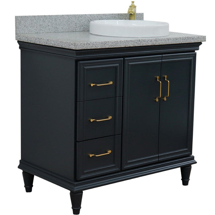 Bellaterra Home Forli 37" 2-Door 3-Drawer Dark Gray Freestanding Vanity Set - Luxe Vanity & Tub