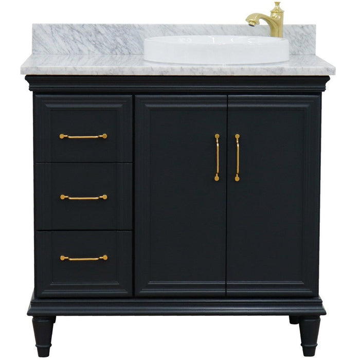 Bellaterra Home Forli 37" 2-Door 3-Drawer Dark Gray Freestanding Vanity Set - Luxe Vanity & Tub