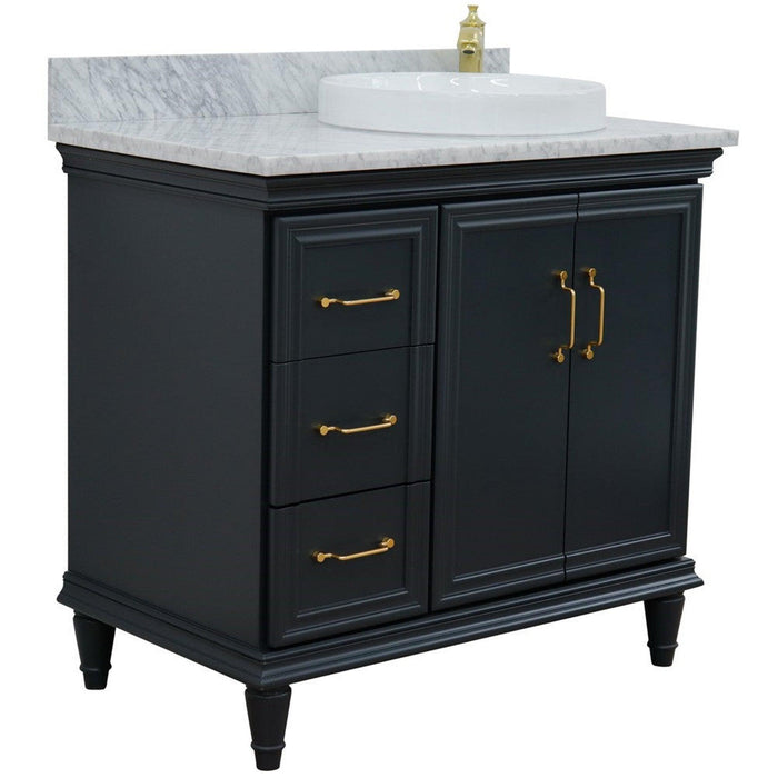 Bellaterra Home Forli 37" 2-Door 3-Drawer Dark Gray Freestanding Vanity Set - Luxe Vanity & Tub