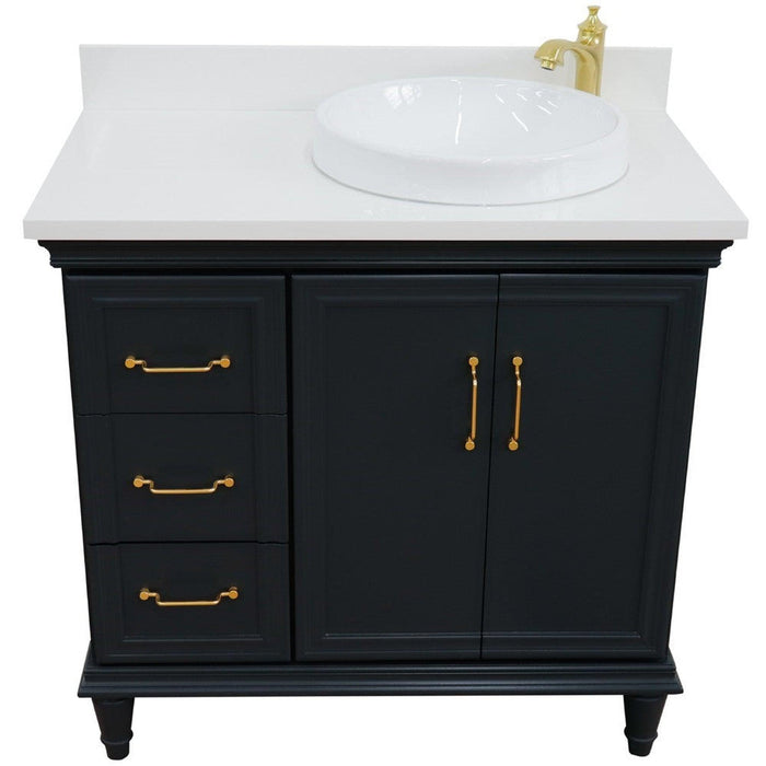 Bellaterra Home Forli 37" 2-Door 3-Drawer Dark Gray Freestanding Vanity Set - Luxe Vanity & Tub