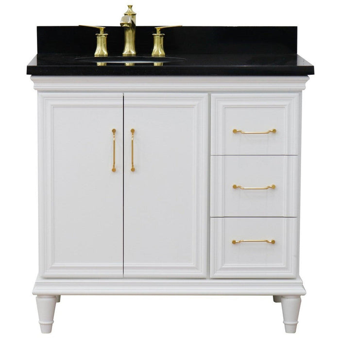 Bellaterra Home Forli 37" 2-Door 3-Drawer White Freestanding Vanity Set - Luxe Vanity & Tub