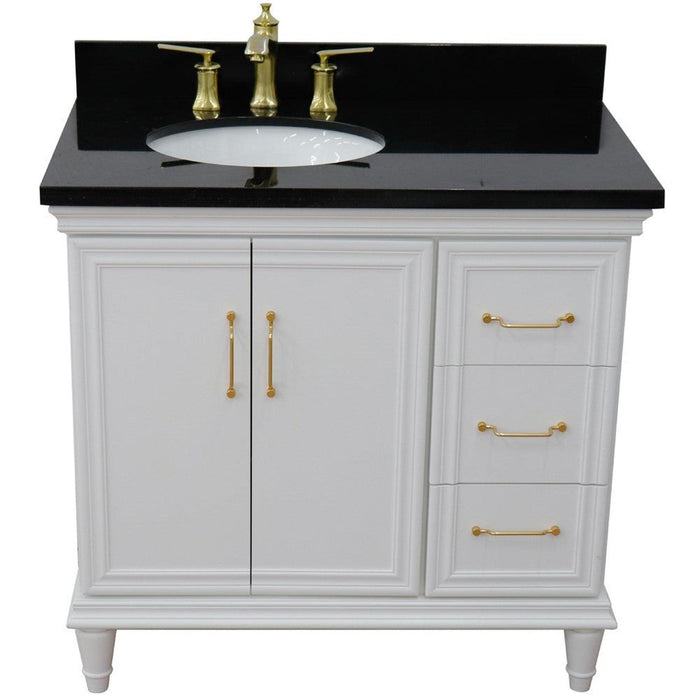 Bellaterra Home Forli 37" 2-Door 3-Drawer White Freestanding Vanity Set - Luxe Vanity & Tub