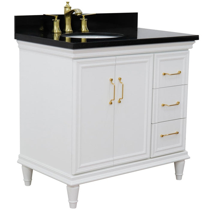 Bellaterra Home Forli 37" 2-Door 3-Drawer White Freestanding Vanity Set - Luxe Vanity & Tub