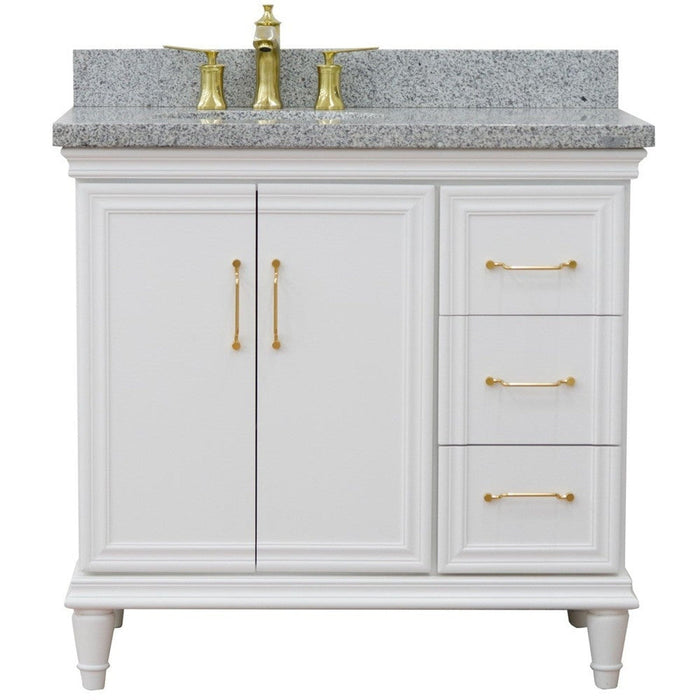 Bellaterra Home Forli 37" 2-Door 3-Drawer White Freestanding Vanity Set - Luxe Vanity & Tub