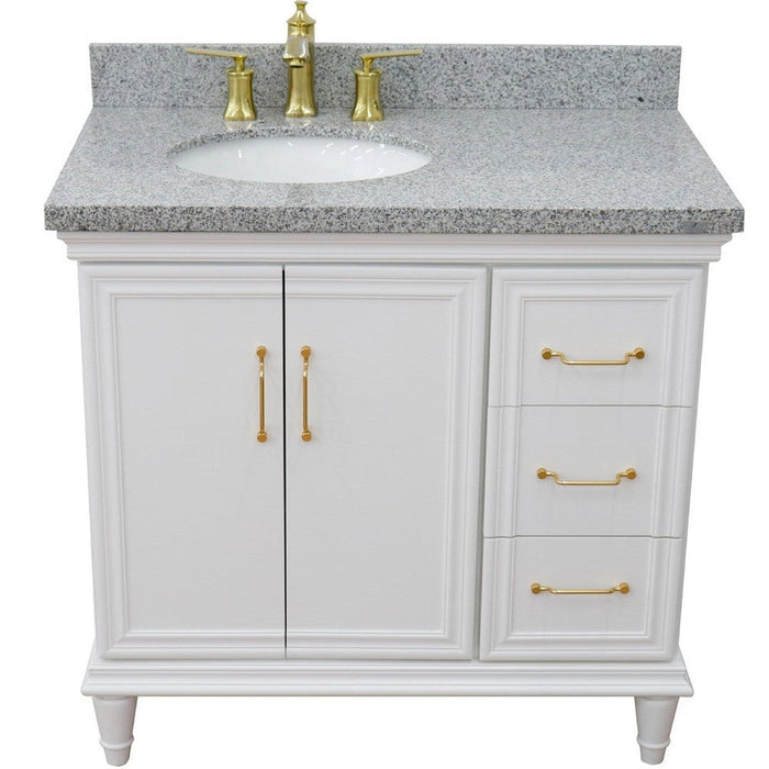 Bellaterra Home Forli 37" 2-Door 3-Drawer White Freestanding Vanity Set - Luxe Vanity & Tub