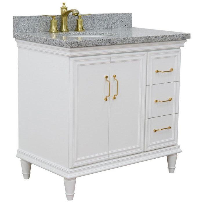 Bellaterra Home Forli 37" 2-Door 3-Drawer White Freestanding Vanity Set - Luxe Vanity & Tub