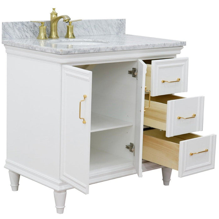 Bellaterra Home Forli 37" 2-Door 3-Drawer White Freestanding Vanity Set - Luxe Vanity & Tub