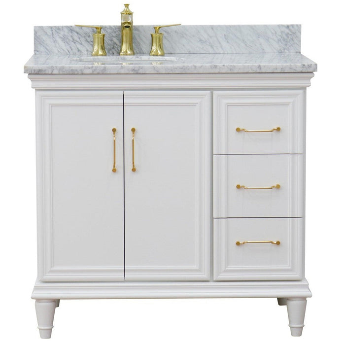 Bellaterra Home Forli 37" 2-Door 3-Drawer White Freestanding Vanity Set - Luxe Vanity & Tub