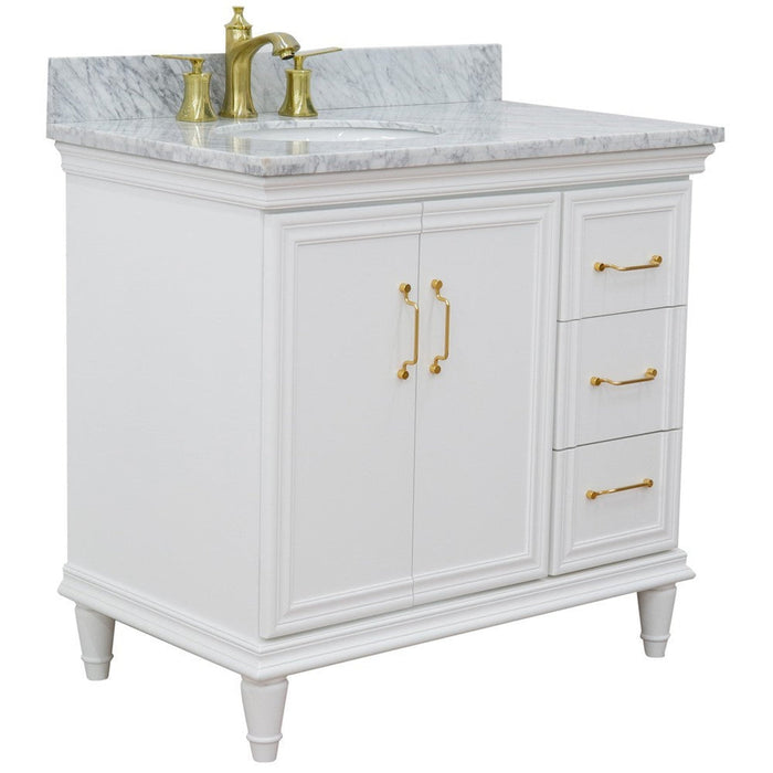 Bellaterra Home Forli 37" 2-Door 3-Drawer White Freestanding Vanity Set - Luxe Vanity & Tub