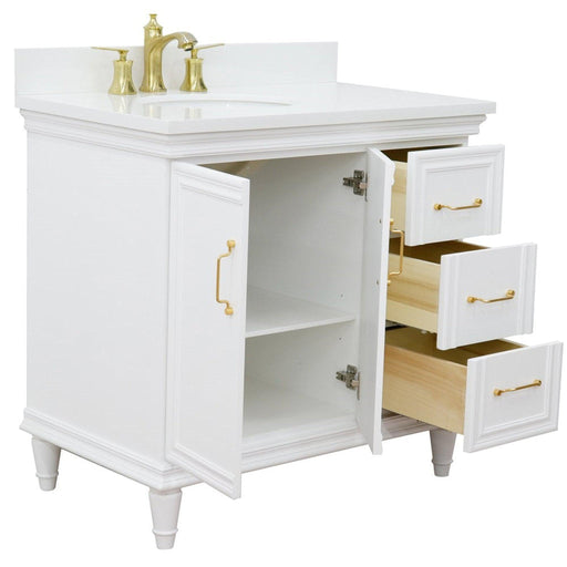 Bellaterra Home Forli 37" 2-Door 3-Drawer White Freestanding Vanity Set - Luxe Vanity & Tub