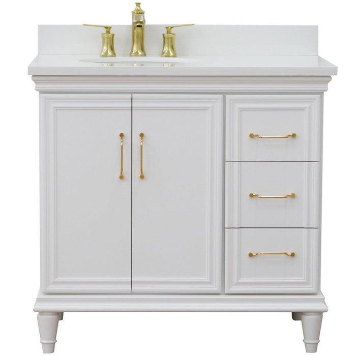 Bellaterra Home Forli 37" 2-Door 3-Drawer White Freestanding Vanity Set - Luxe Vanity & Tub