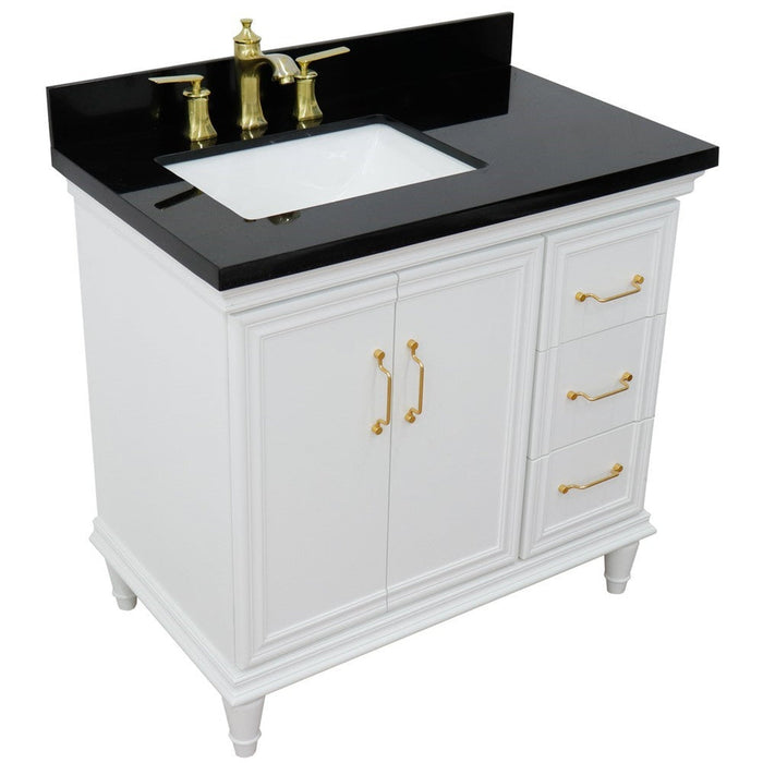 Bellaterra Home Forli 37" 2-Door 3-Drawer White Freestanding Vanity Set - Luxe Vanity & Tub