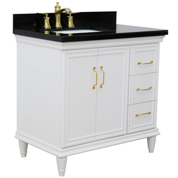 Bellaterra Home Forli 37" 2-Door 3-Drawer White Freestanding Vanity Set - Luxe Vanity & Tub