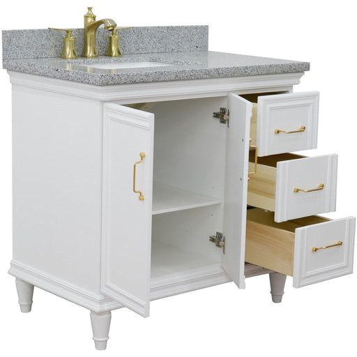 Bellaterra Home Forli 37" 2-Door 3-Drawer White Freestanding Vanity Set - Luxe Vanity & Tub