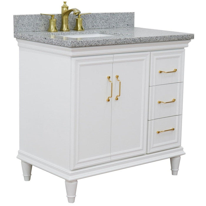 Bellaterra Home Forli 37" 2-Door 3-Drawer White Freestanding Vanity Set - Luxe Vanity & Tub