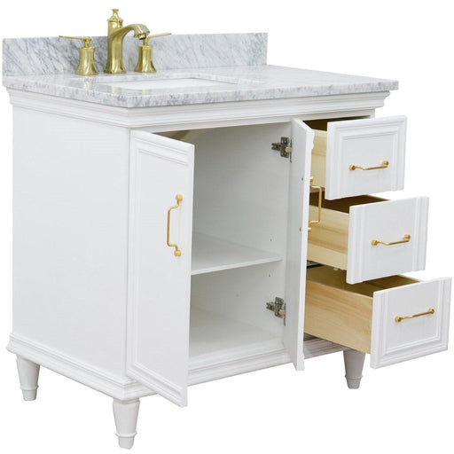 Bellaterra Home Forli 37" 2-Door 3-Drawer White Freestanding Vanity Set - Luxe Vanity & Tub