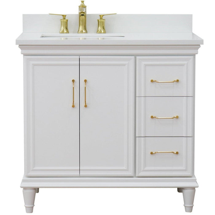 Bellaterra Home Forli 37" 2-Door 3-Drawer White Freestanding Vanity Set - Luxe Vanity & Tub