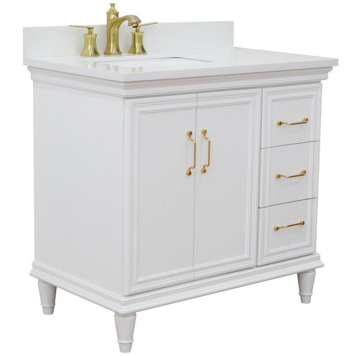 Bellaterra Home Forli 37" 2-Door 3-Drawer White Freestanding Vanity Set - Luxe Vanity & Tub