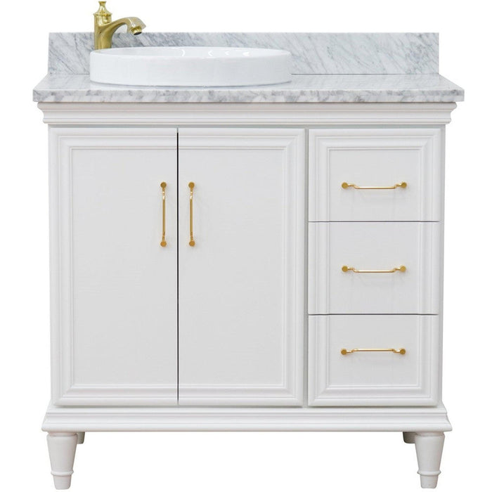 Bellaterra Home Forli 37" 2-Door 3-Drawer White Freestanding Vanity Set - Luxe Vanity & Tub