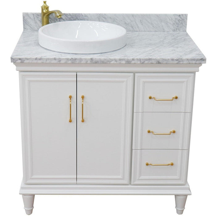 Bellaterra Home Forli 37" 2-Door 3-Drawer White Freestanding Vanity Set - Luxe Vanity & Tub