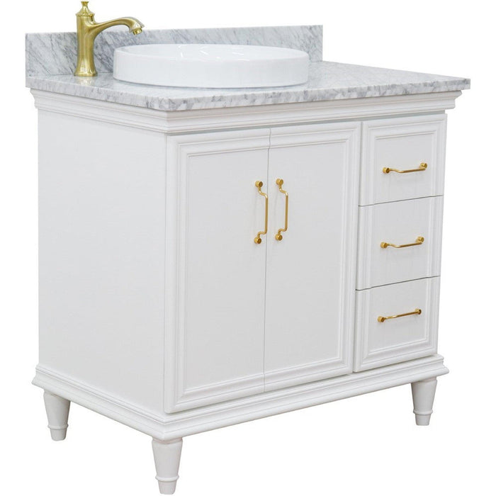 Bellaterra Home Forli 37" 2-Door 3-Drawer White Freestanding Vanity Set - Luxe Vanity & Tub