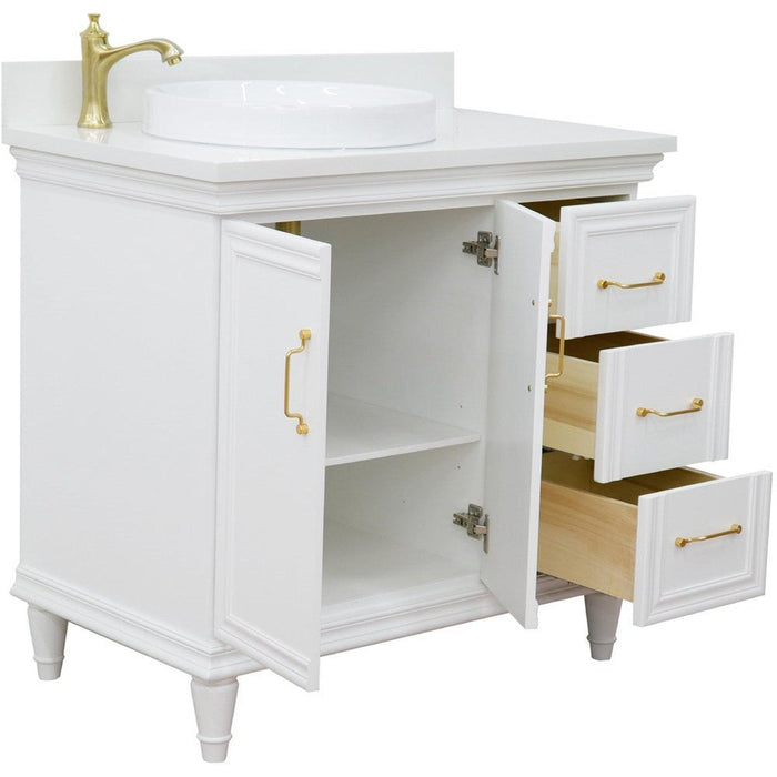 Bellaterra Home Forli 37" 2-Door 3-Drawer White Freestanding Vanity Set - Luxe Vanity & Tub