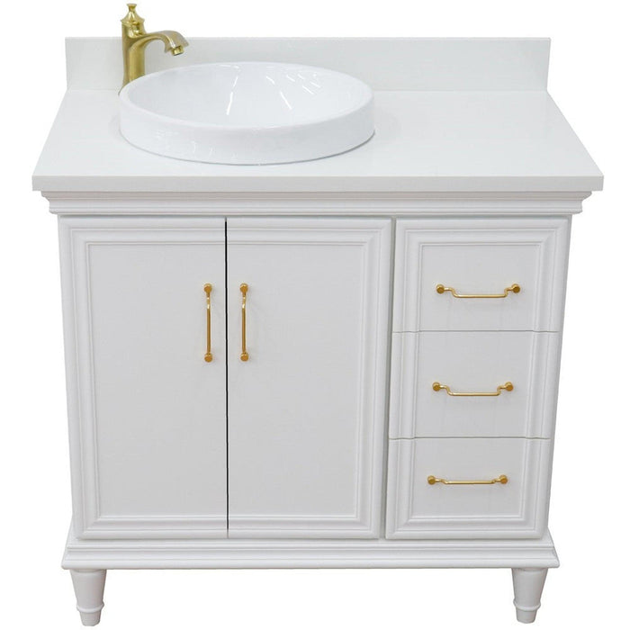 Bellaterra Home Forli 37" 2-Door 3-Drawer White Freestanding Vanity Set - Luxe Vanity & Tub