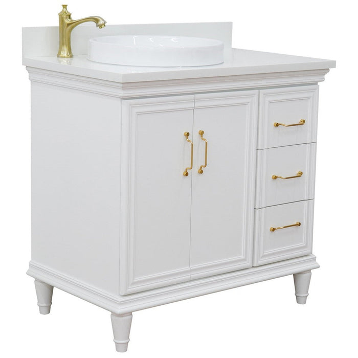 Bellaterra Home Forli 37" 2-Door 3-Drawer White Freestanding Vanity Set - Luxe Vanity & Tub