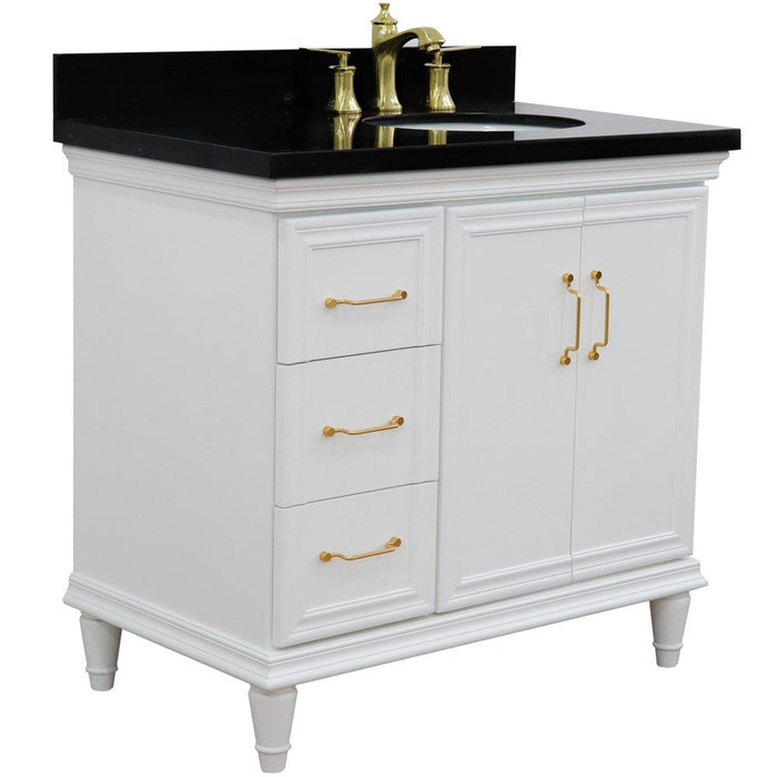 Bellaterra Home Forli 37" 2-Door 3-Drawer White Freestanding Vanity Set - Luxe Vanity & Tub