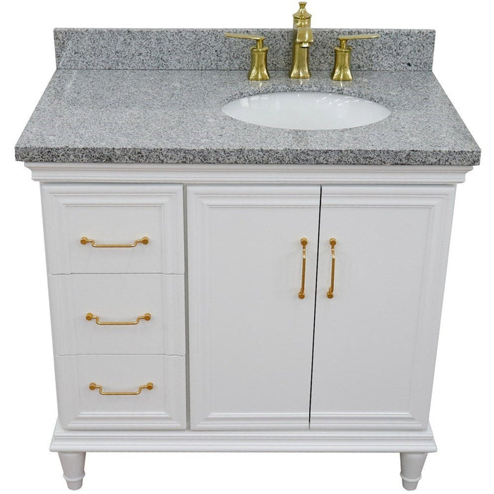 Bellaterra Home Forli 37" 2-Door 3-Drawer White Freestanding Vanity Set - Luxe Vanity & Tub