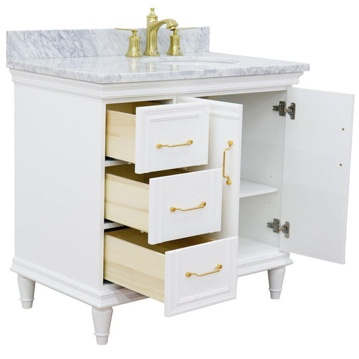 Bellaterra Home Forli 37" 2-Door 3-Drawer White Freestanding Vanity Set - Luxe Vanity & Tub