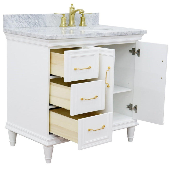 Bellaterra Home Forli 37" 2-Door 3-Drawer White Freestanding Vanity Set - Luxe Vanity & Tub