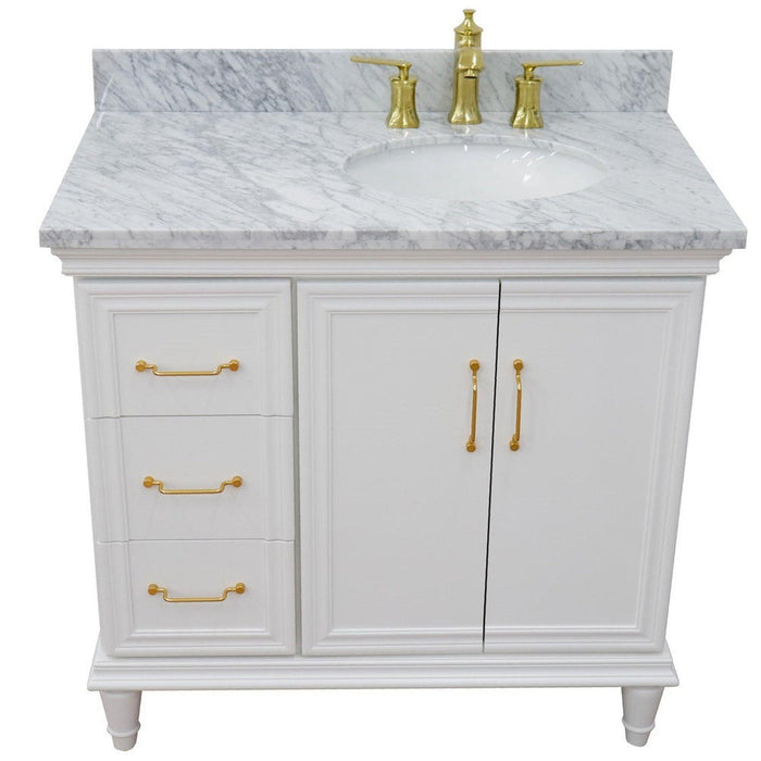 Bellaterra Home Forli 37" 2-Door 3-Drawer White Freestanding Vanity Set - Luxe Vanity & Tub