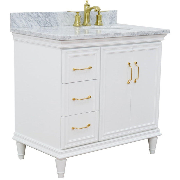 Bellaterra Home Forli 37" 2-Door 3-Drawer White Freestanding Vanity Set - Luxe Vanity & Tub