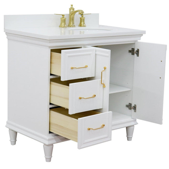 Bellaterra Home Forli 37" 2-Door 3-Drawer White Freestanding Vanity Set - Luxe Vanity & Tub