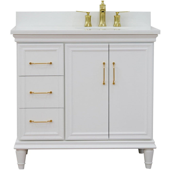 Bellaterra Home Forli 37" 2-Door 3-Drawer White Freestanding Vanity Set - Luxe Vanity & Tub