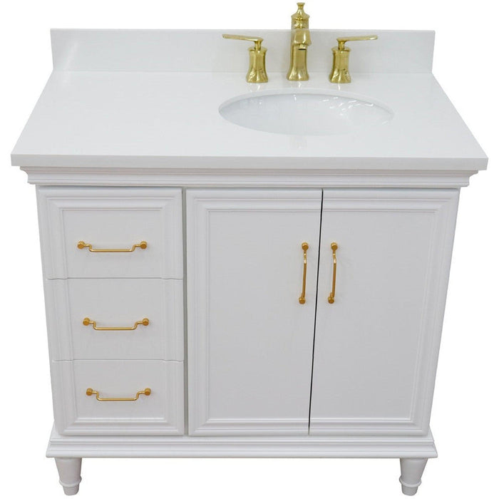 Bellaterra Home Forli 37" 2-Door 3-Drawer White Freestanding Vanity Set - Luxe Vanity & Tub